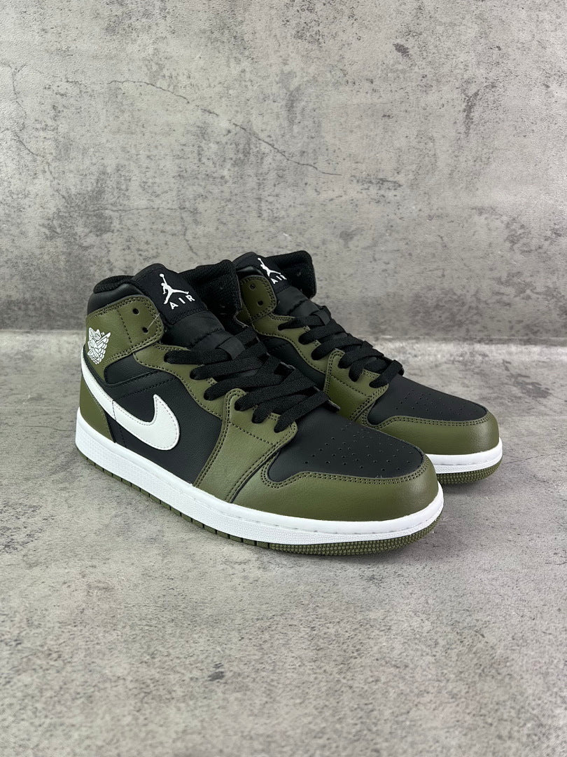 Nike Air Jordan 1 Mid Dark Olive Black White 554724-002