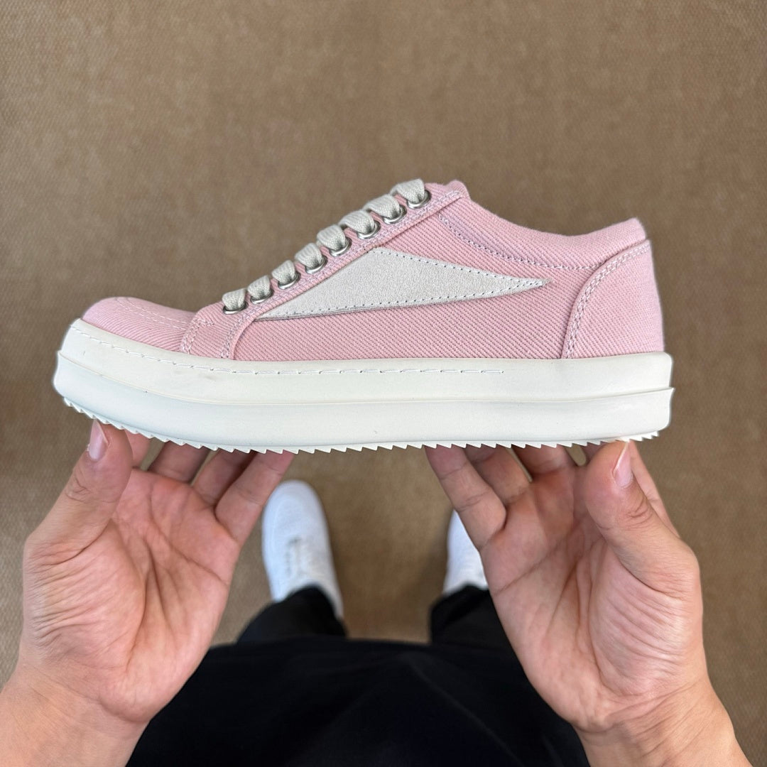Rick Owens DRKSHDW Delta Low Sneakers Pink Canvas