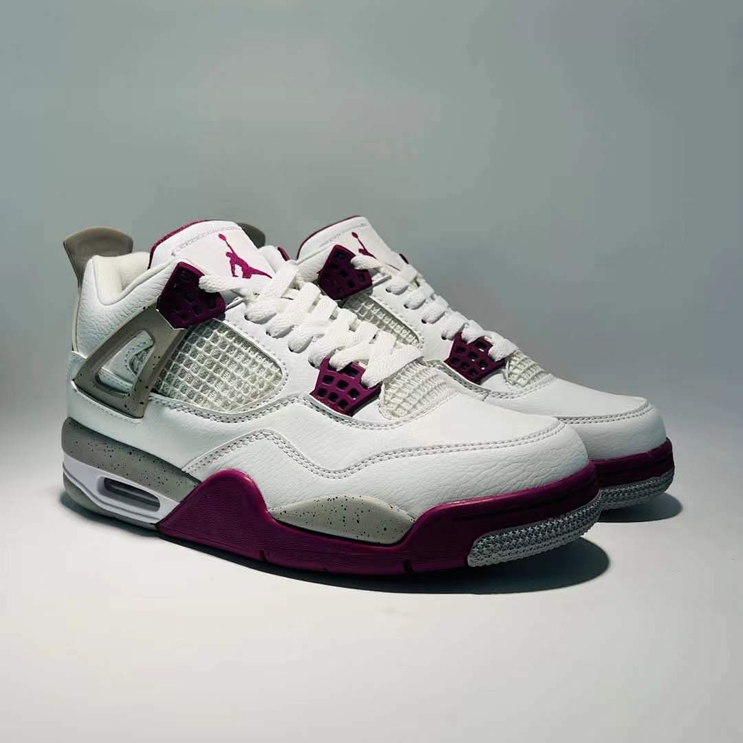 Air Jordan 4 Retro GS Active Fuchsia White Purple Grey Grade School Sneakers Shoes 408452-167