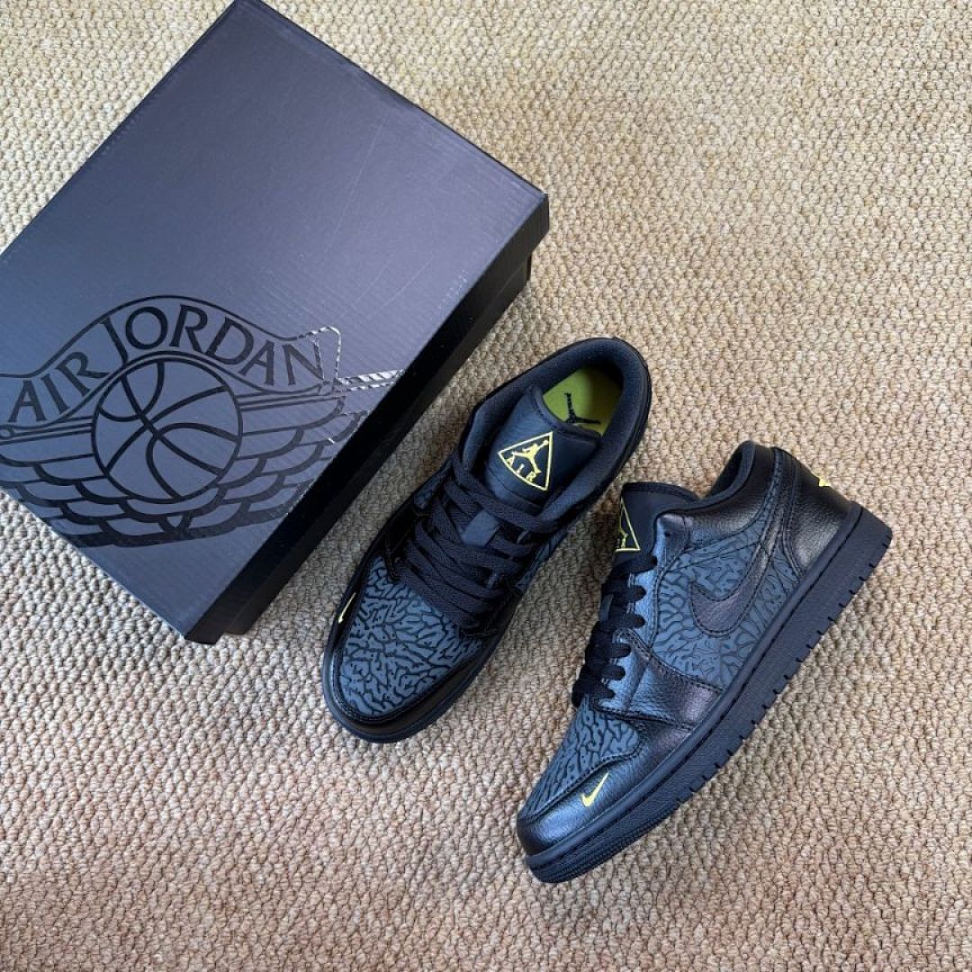 Air Jordan 1 Low SE Elephant Black Dark Smoke Grey Rush Yellow DX9223-001