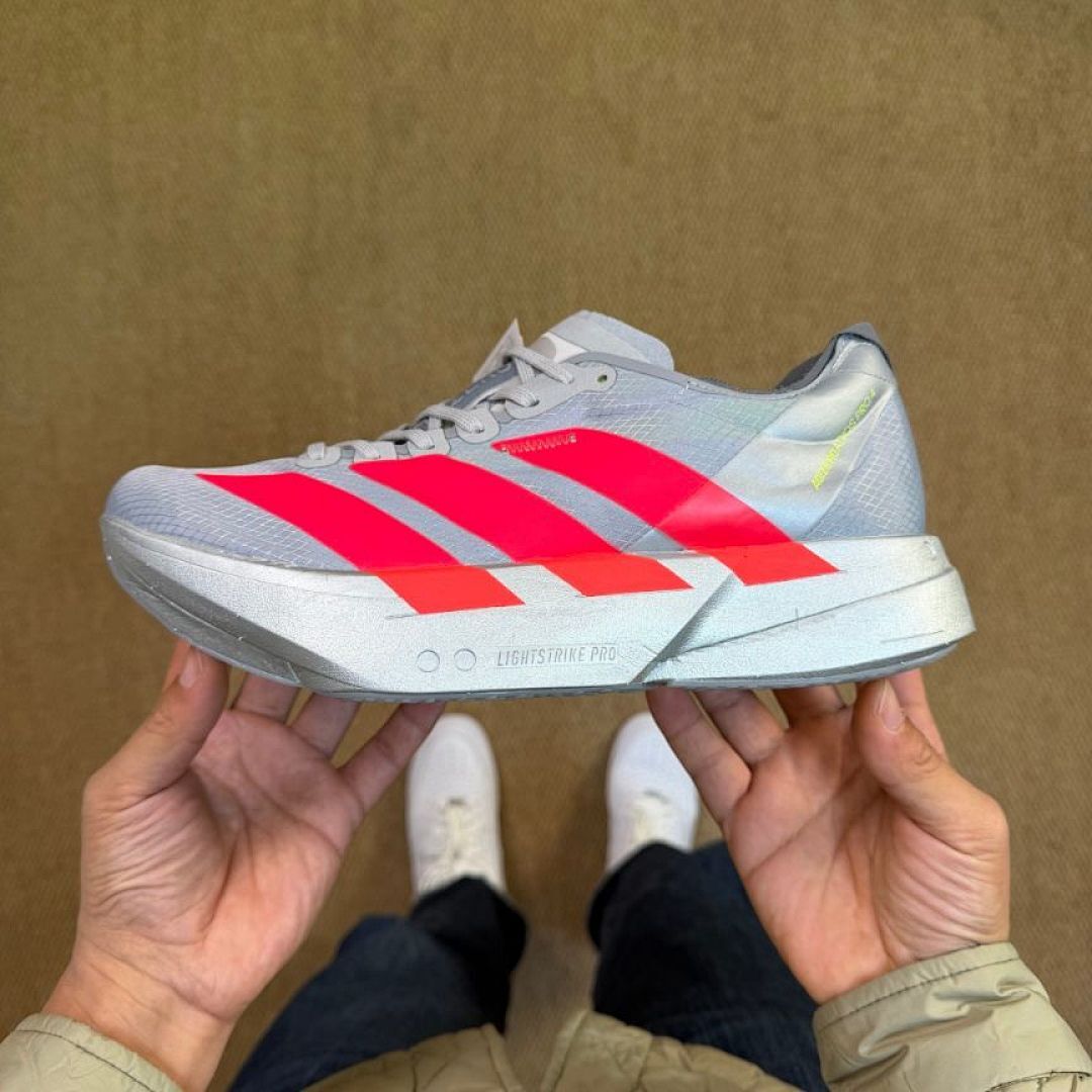 Adidas Adizero Adios Pro 3 Lightstrike Pro Running Shoes Grey Six Solar Red Carbon GW5467