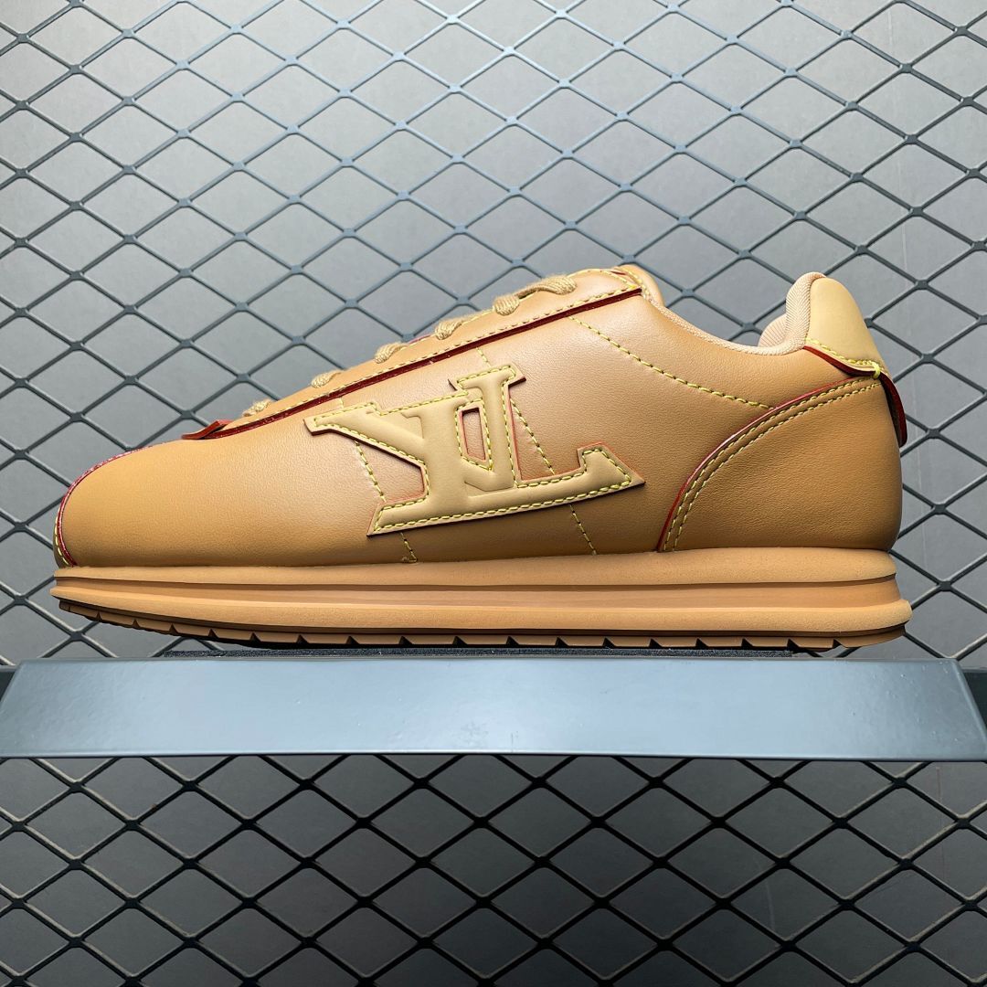 Louis Vuitton LV Trainer Sneaker Caramel Leather Red Piping