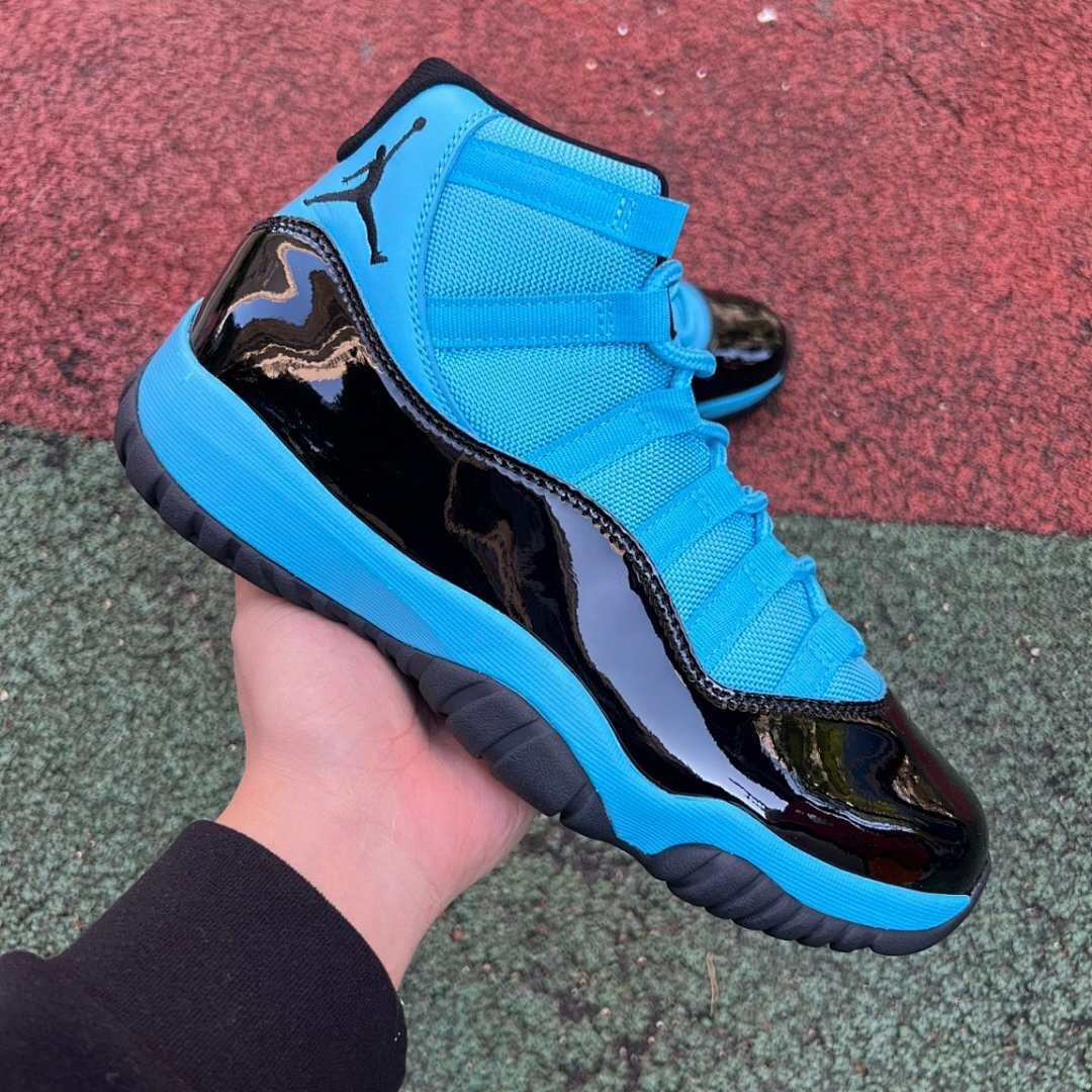 Air Jordan 11 Retro "Pantone" University Blue Black Patent Leather Sneakers Shoes 683072-405