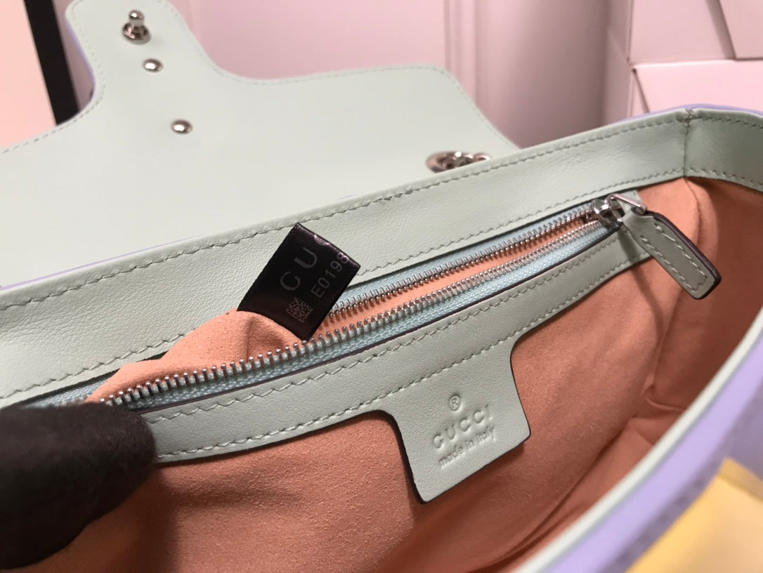 Gucci Pastel Rainbow Striped Quilted Leather Flap Shoulder Bag