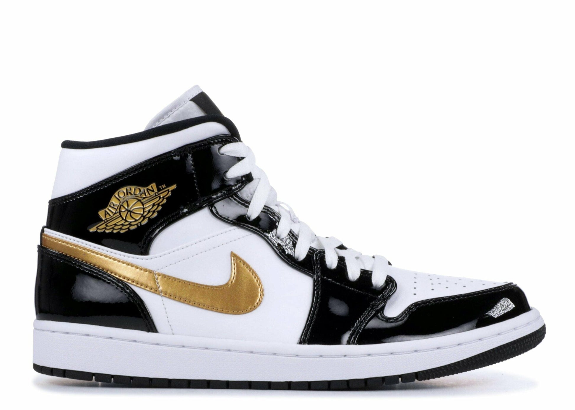Air Jordan 1 Mid Patent 'Black Gold' Unfading Sneaker