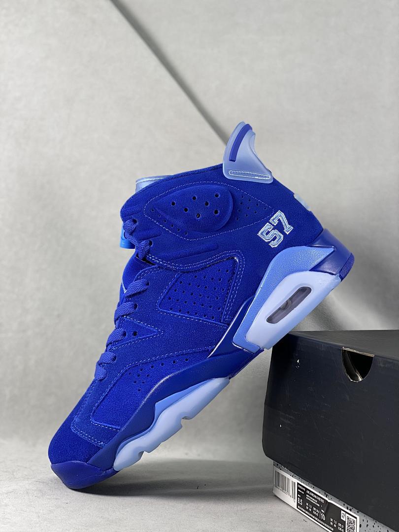Air Jordan 6 Retro Royal Blue Suede '57' Omega Psi Phi PE Men's Basketball Shoes