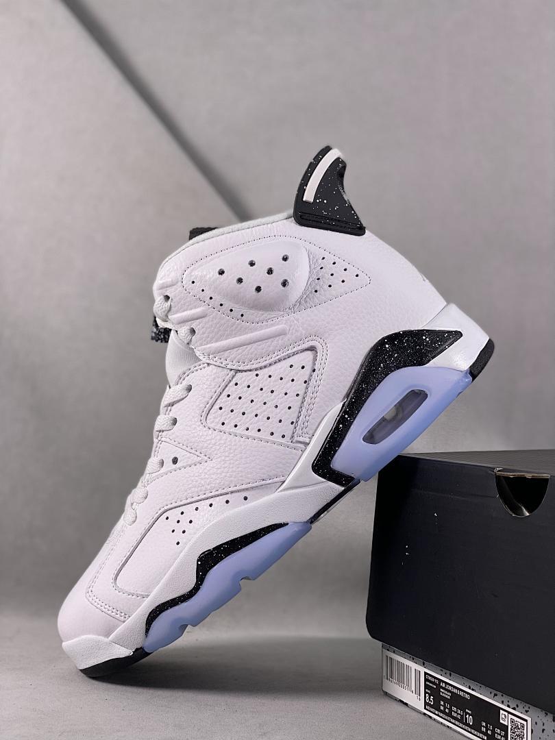 Nike Air Jordan 6 Retro "Oreo" White Black Speckle Icy Sole Basketball Shoes 384664-101