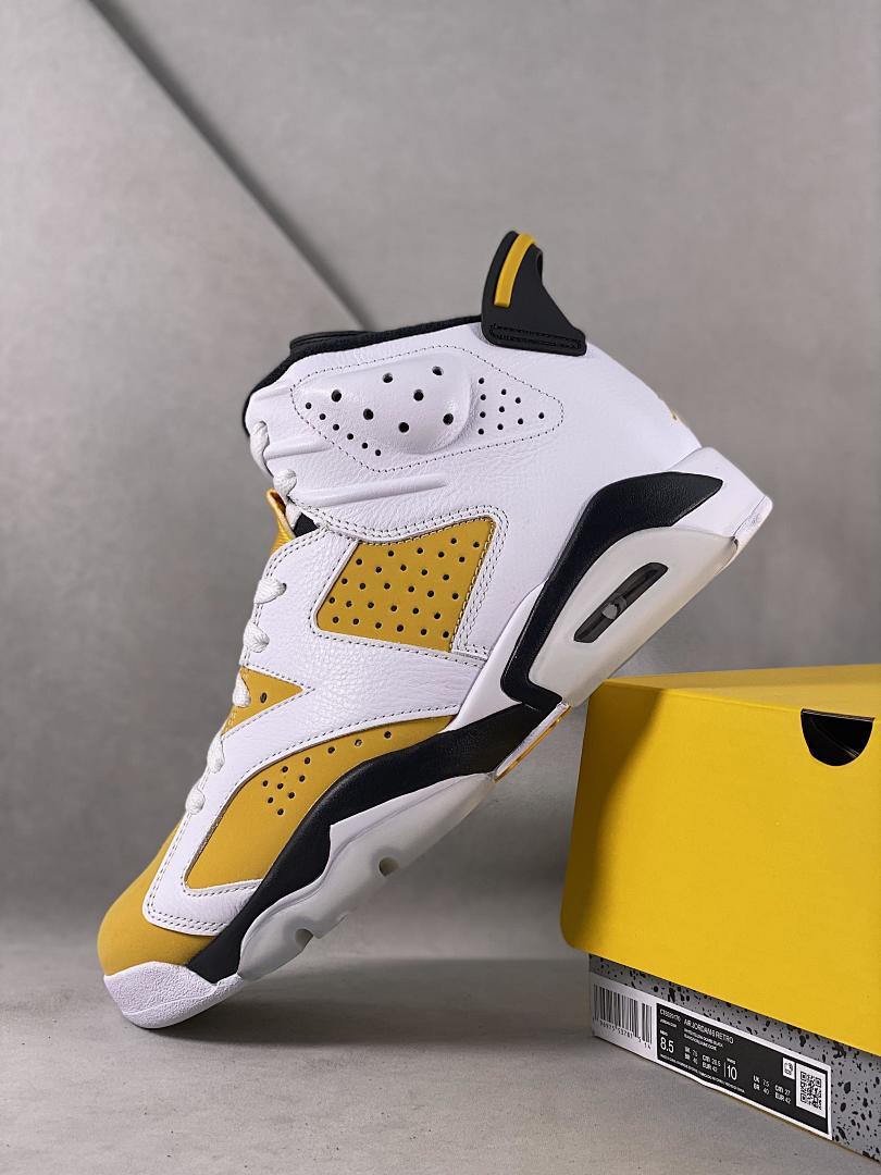 Nike Air Jordan 6 Retro 'Gold Hoops' DH9696-100 White Metallic Gold Black Women's Sneakers