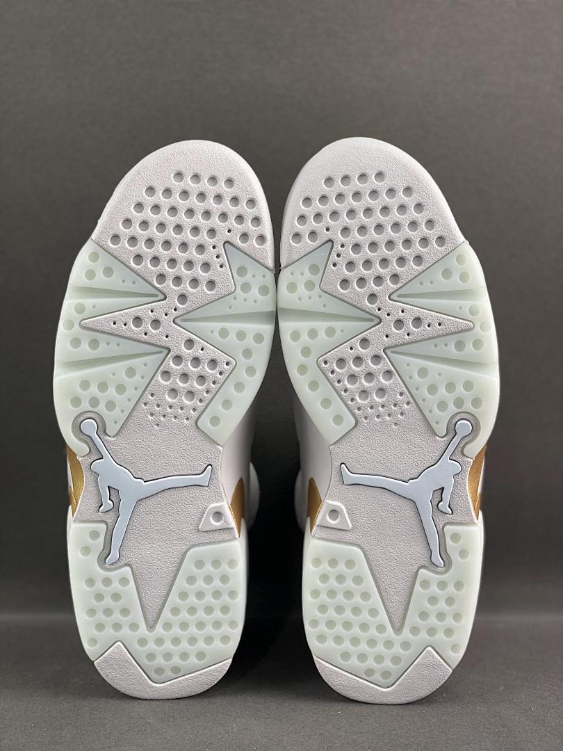 Air Jordan 6 Retro Sail Metallic Gold Suede Sneakers