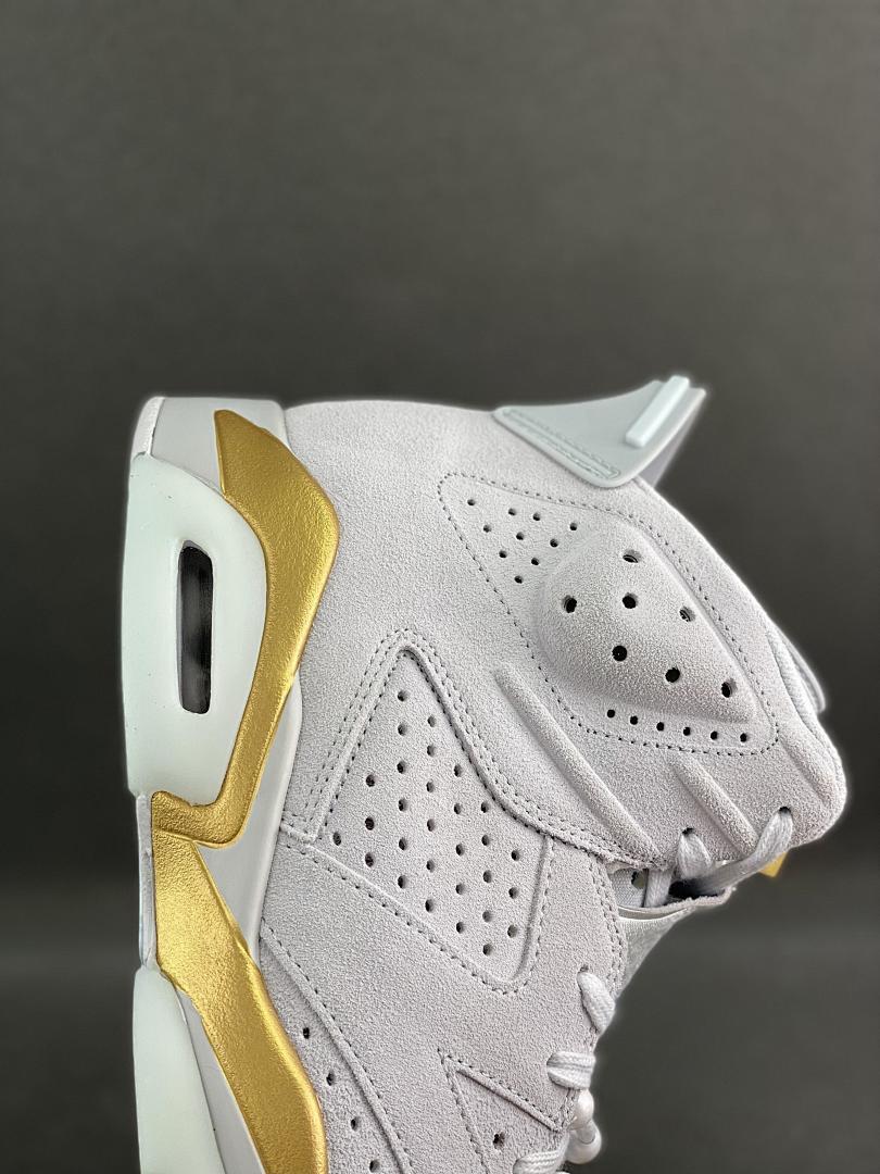 Air Jordan 6 Retro Sail Metallic Gold Suede Sneakers