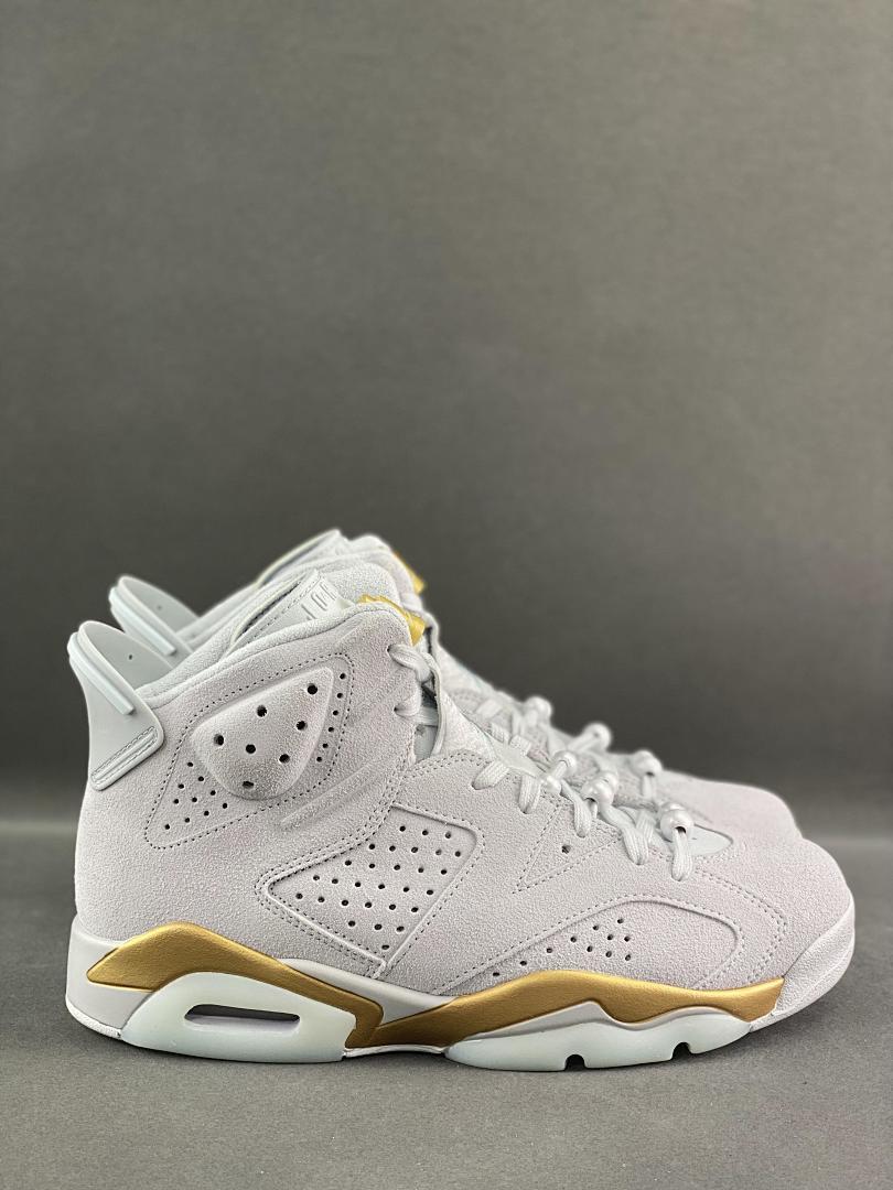 Air Jordan 6 Retro Sail Metallic Gold Suede Sneakers