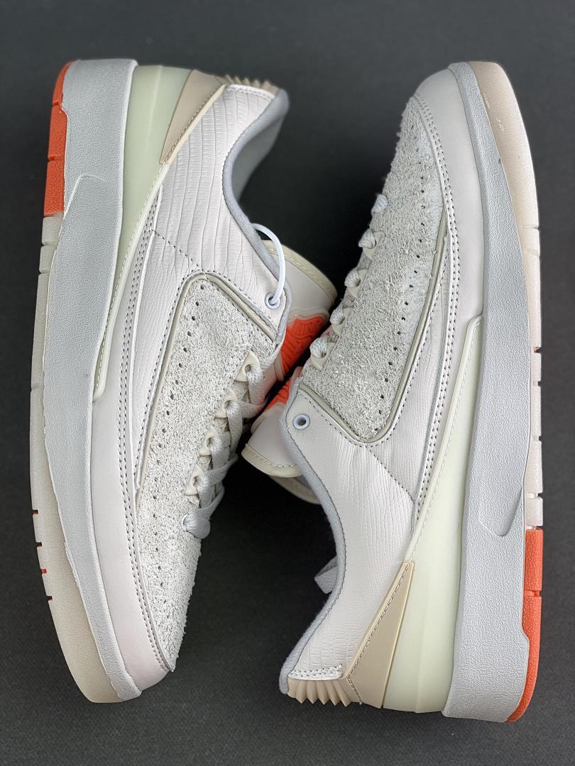 Air Jordan 2 Retro Low Craft Sail Safety Orange DX4401-118 Men's Sneakers