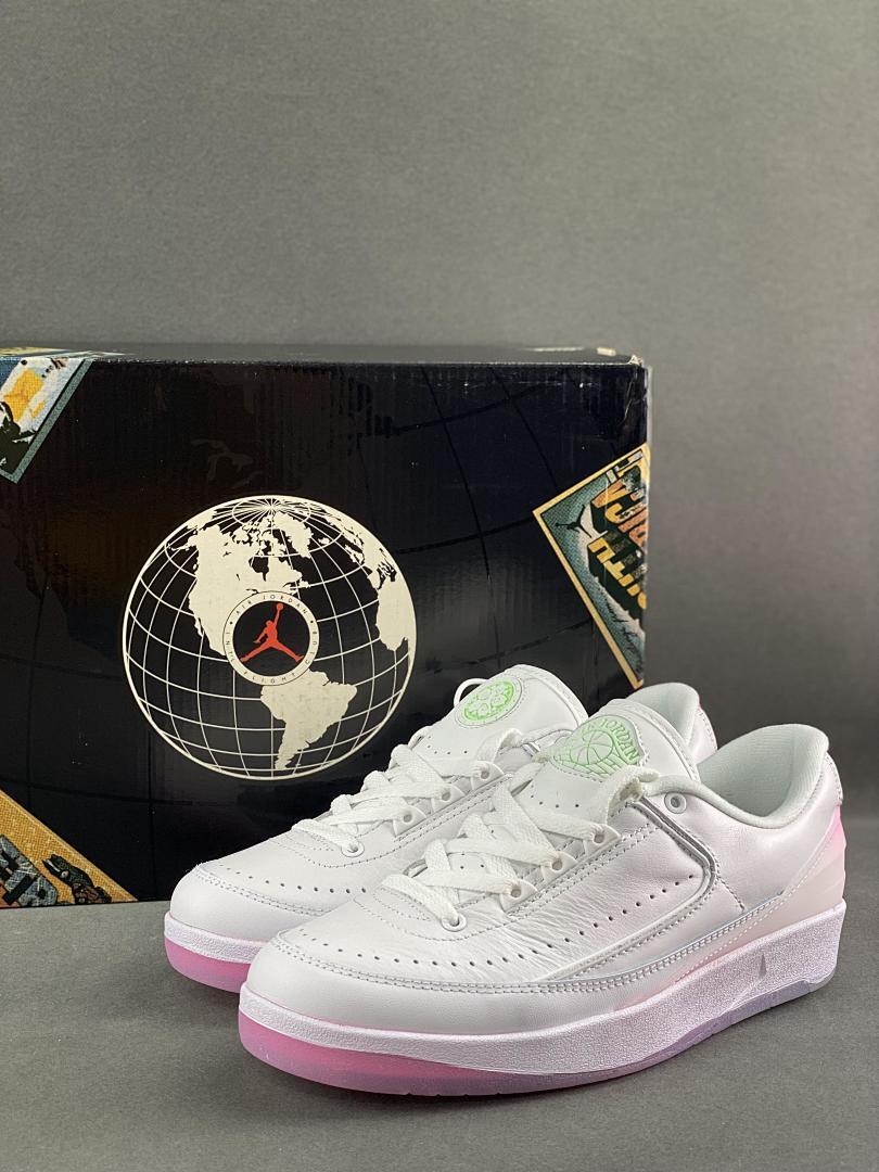 Nike Air Jordan 2 Retro Low Atmosphere White Pink Green Strike Womens Shoes DX4401-116