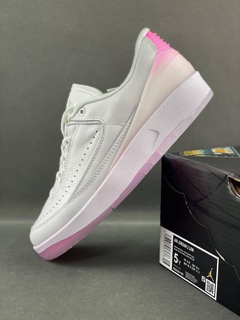 Nike Air Jordan 2 Retro Low Atmosphere White Pink Green Strike Womens Shoes DX4401-116