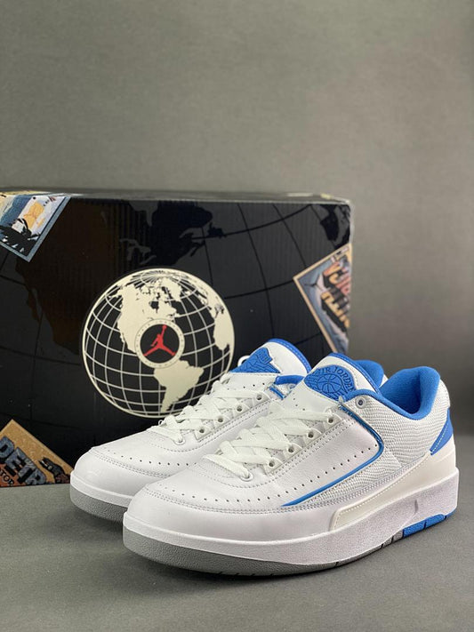 Nike Air Jordan 2 Low 'University Blue' Men's Sneakers DX4401-104 - White Royal Blue Grey Retro Basketball Shoes
