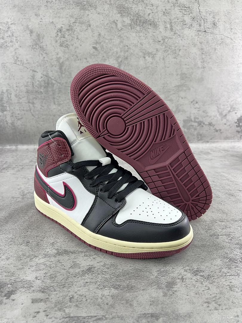 Nike Air Jordan 1 Mid Cherrywood Red Black White Sail Shoes DQ8462-106