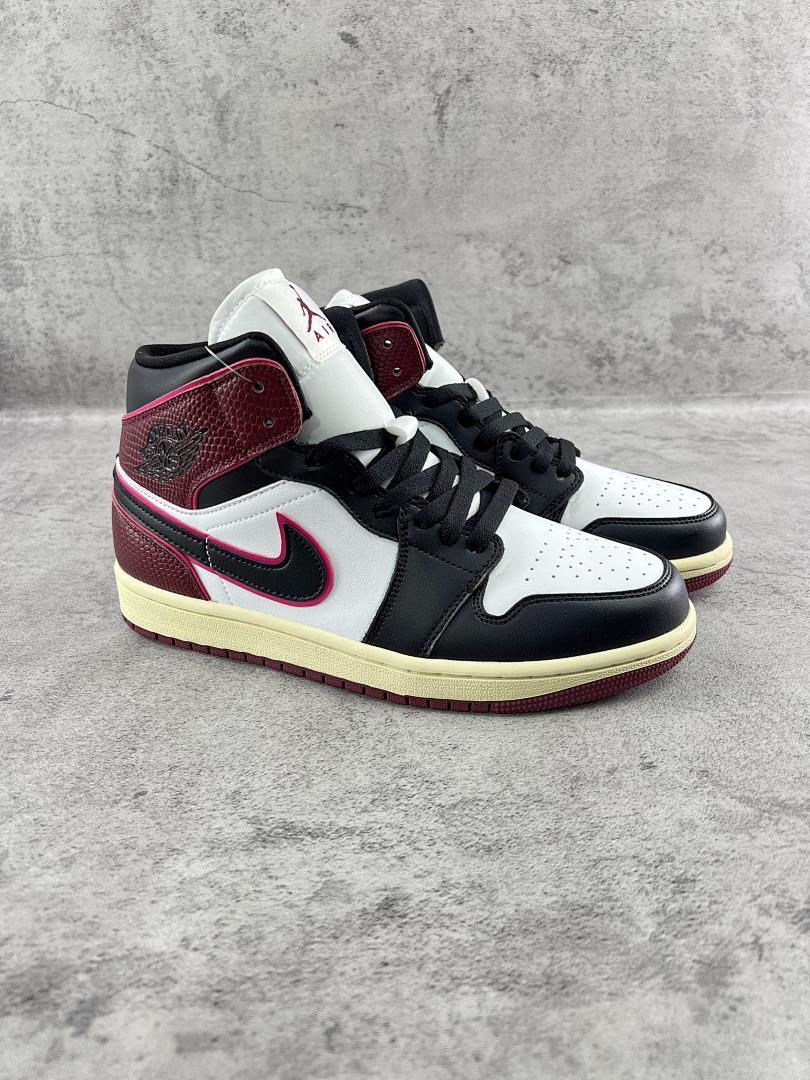 Nike Air Jordan 1 Mid Cherrywood Red Black White Sail Shoes DQ8462-106