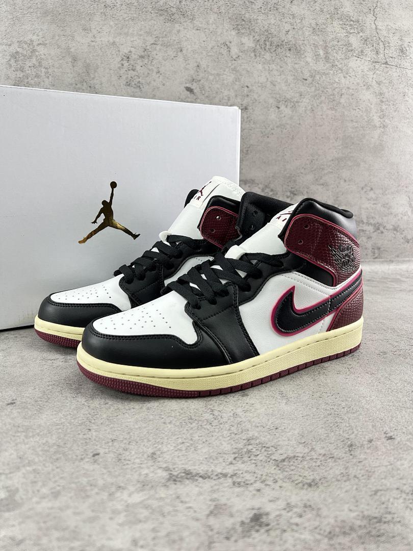 Nike Air Jordan 1 Mid Cherrywood Red Black White Sail Shoes DQ8462-106
