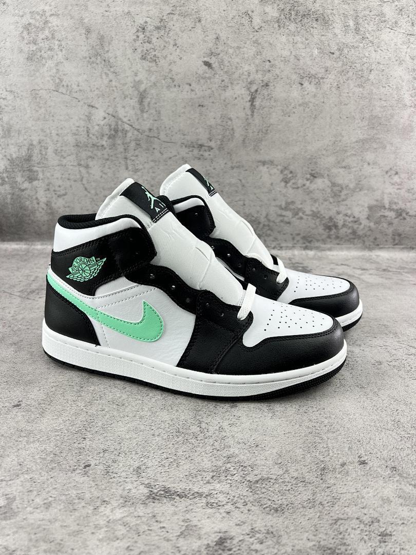 Nike Air Jordan 1 Mid 'Mint Foam' Black White Green Shoes 554724-132