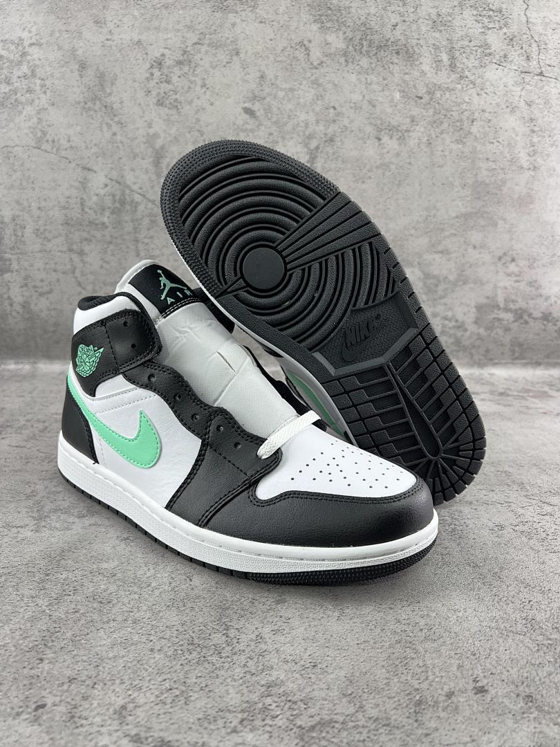 Nike Air Jordan 1 Mid 'Mint Foam' Black White Green Shoes 554724-132