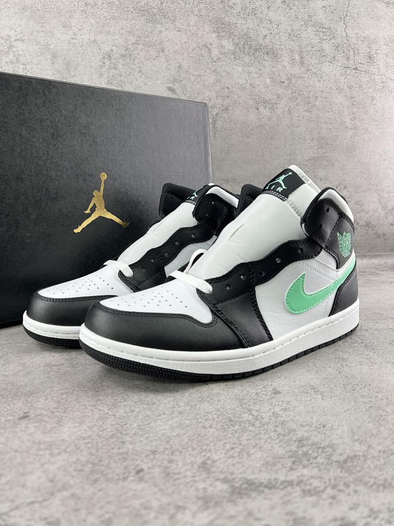 Nike Air Jordan 1 Mid 'Mint Foam' Black White Green Shoes 554724-132
