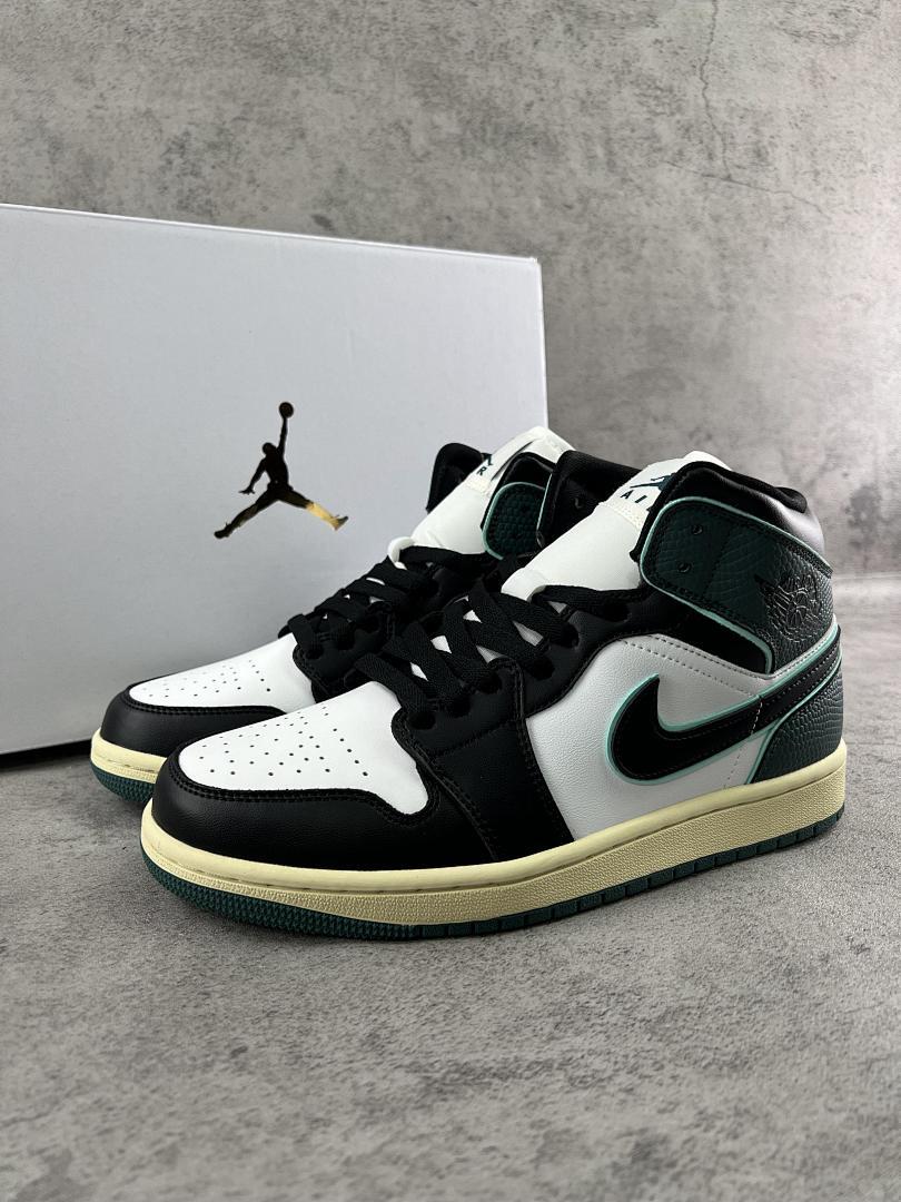 Nike Air Jordan 1 Mid SE Legend Green BQ6472-017 Black White Sail Sneakers