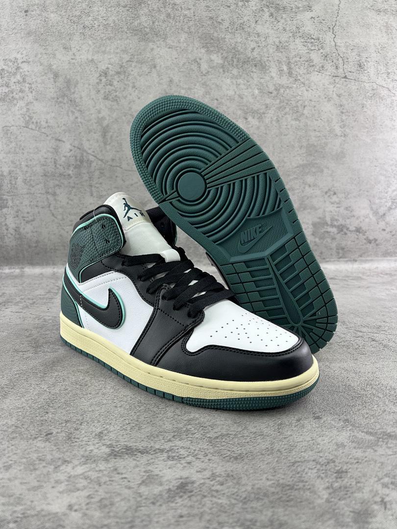 Nike Air Jordan 1 Mid SE Legend Green BQ6472-017 Black White Sail Sneakers