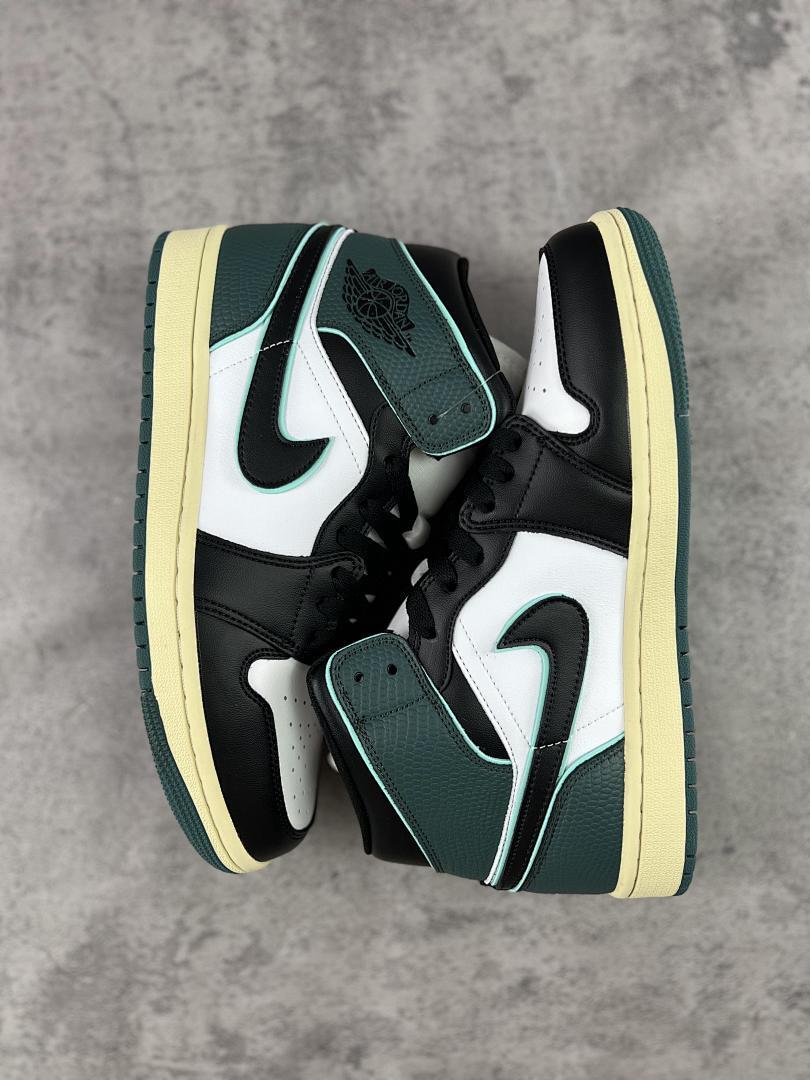 Nike Air Jordan 1 Mid SE Legend Green BQ6472-017 Black White Sail Sneakers