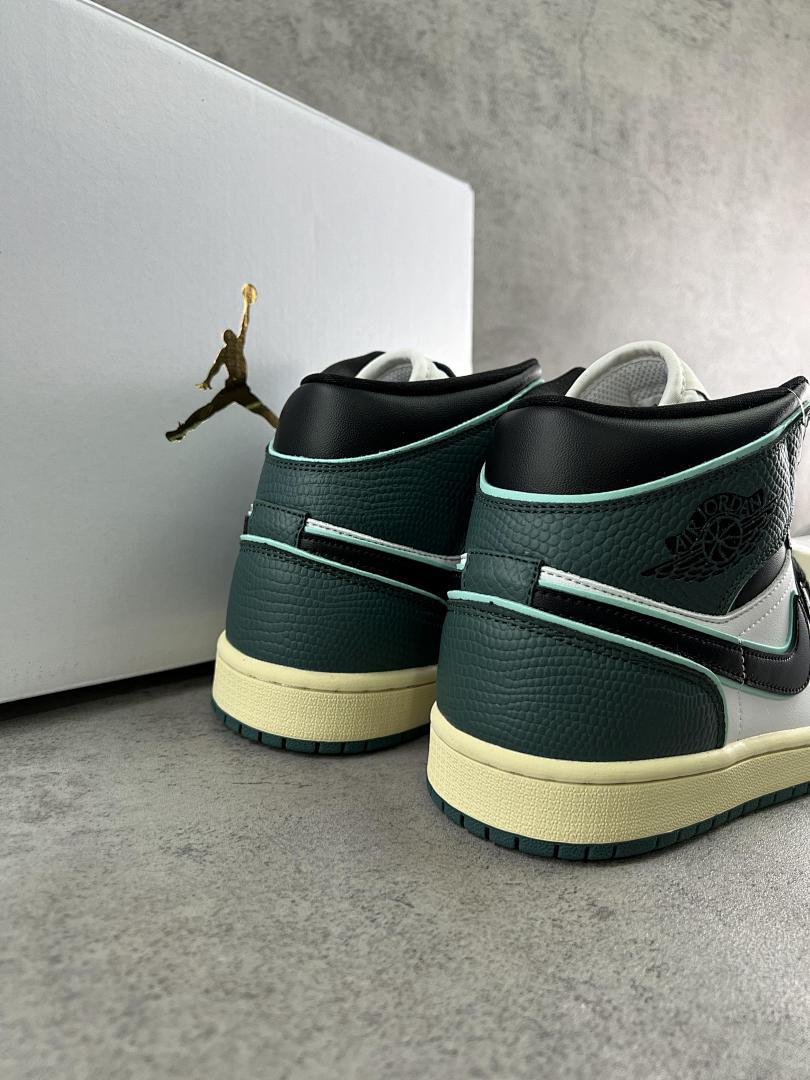 Nike Air Jordan 1 Mid SE Legend Green BQ6472-017 Black White Sail Sneakers