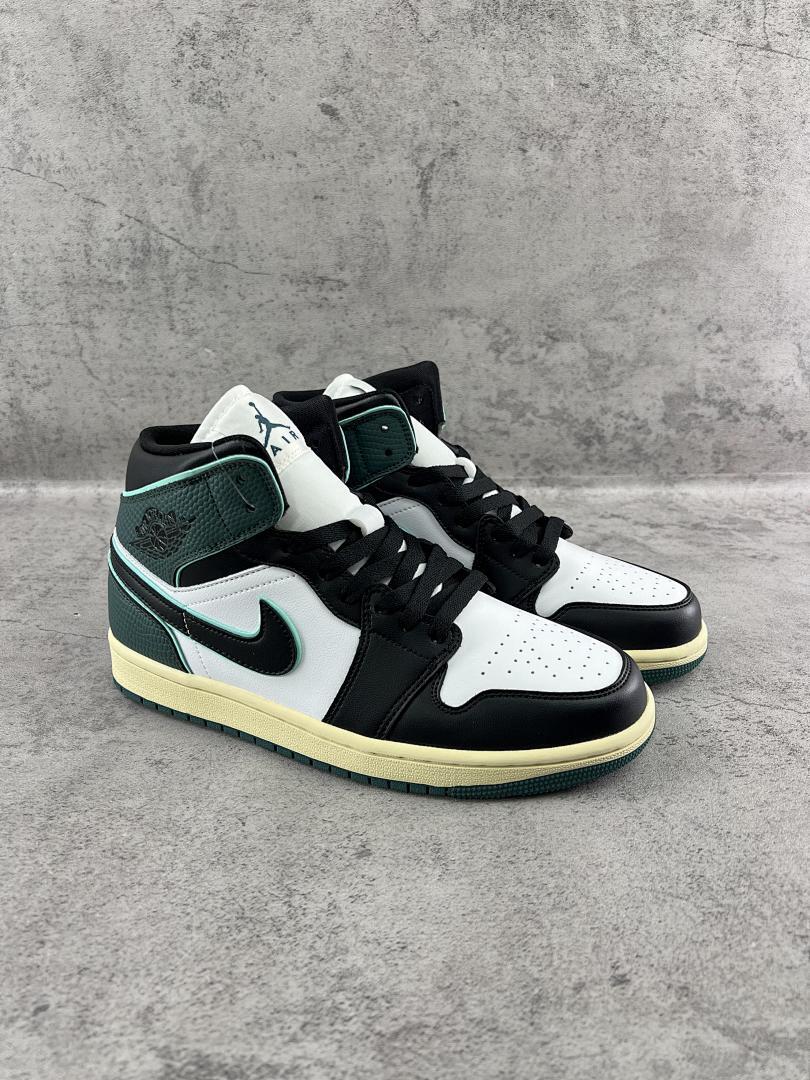 Nike Air Jordan 1 Mid SE Legend Green BQ6472-017 Black White Sail Sneakers