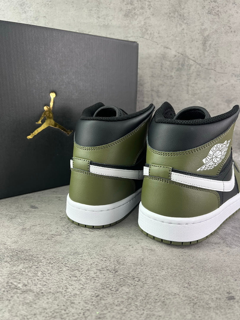 Nike Air Jordan 1 Mid Dark Olive Black White 554724-002