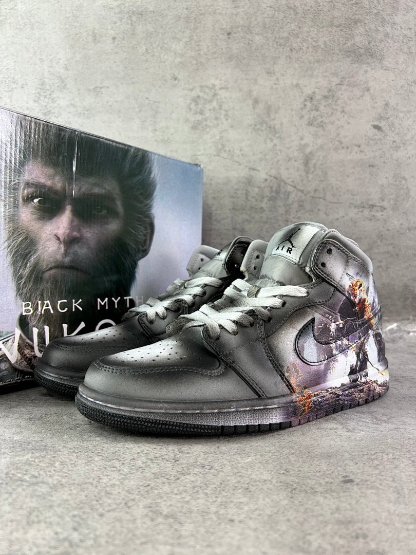 Nike Air Jordan 1 High Black Myth Wukong Monkey King Gaming Special Edition Grey Black Sneakers