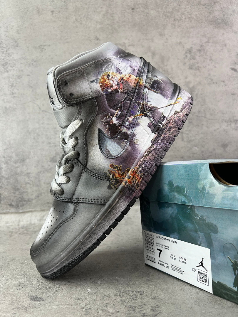Nike Air Jordan 1 High Black Myth Wukong Monkey King Gaming Special Edition Grey Black Sneakers