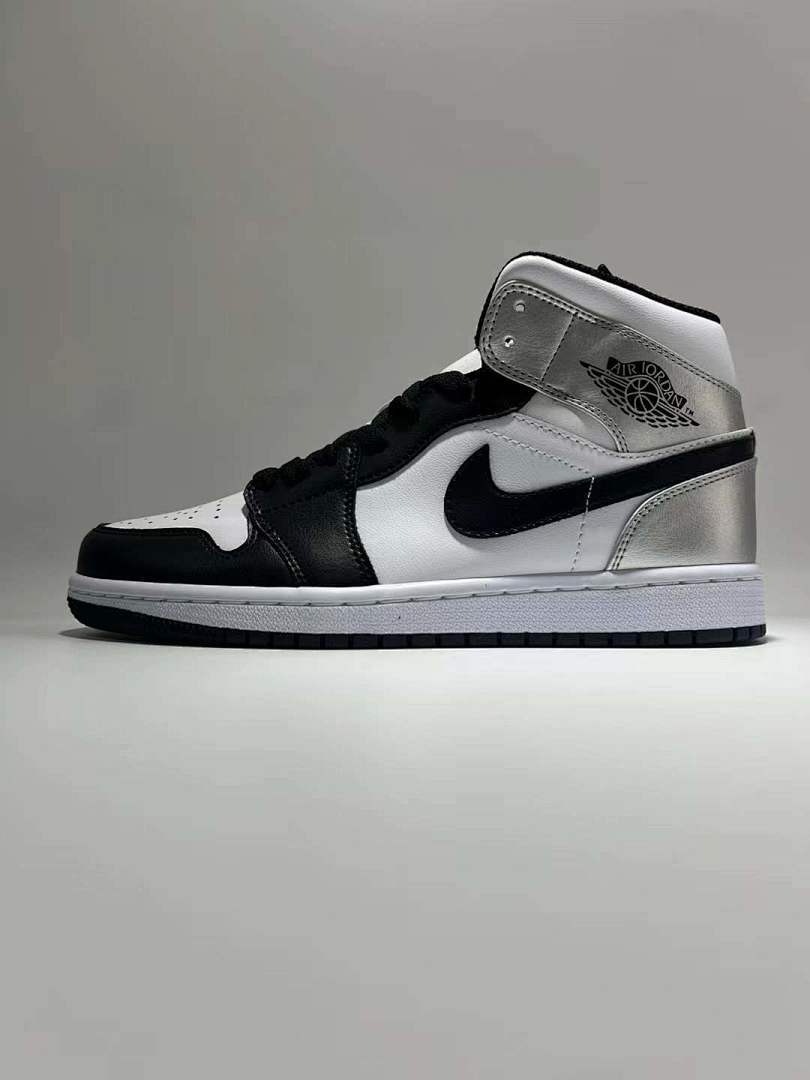 Air Jordan 1 Mid Black White Aluminum DQ8426-001 Men's Women's Sneakers Shoes