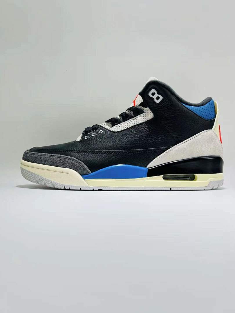 Air Jordan 3 Retro Black Royal Blue Red Sail Elephant Print Sneakers