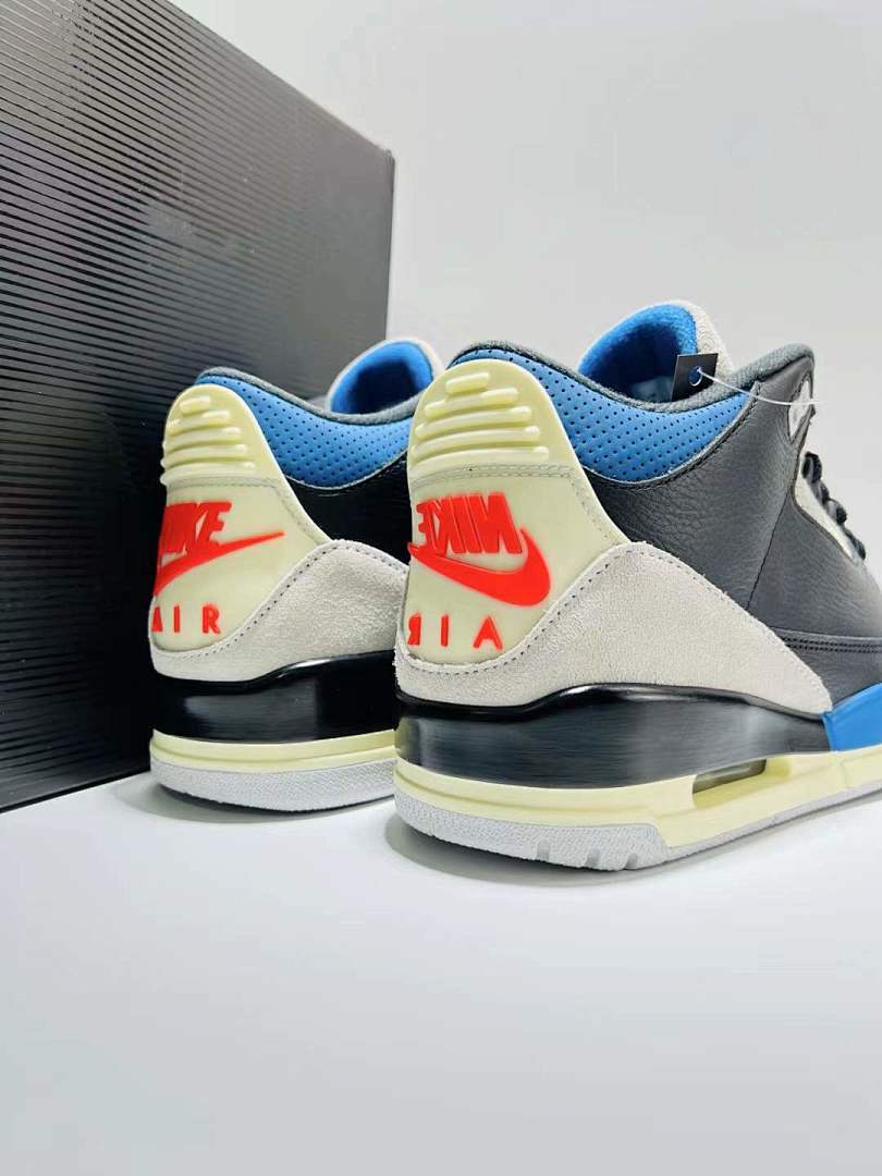 Air Jordan 3 Retro Black Royal Blue Red Sail Elephant Print Sneakers