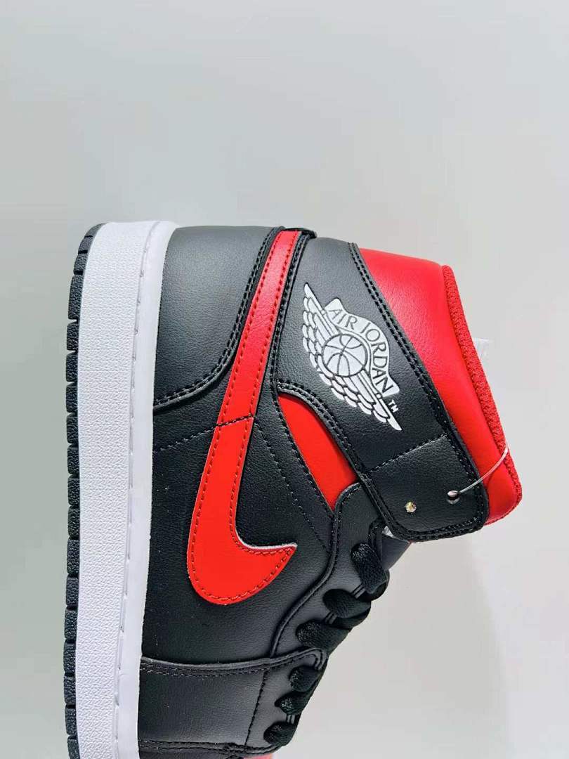 Air Jordan 1 Mid Black White Gym Red "Bred" Sneakers Style Code 554725-074