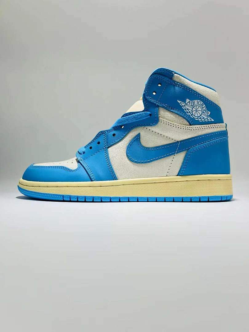 Nike Air Jordan 1 Retro High OG Washed Blue Sneakers DZ5485-100 - Light Blue Sail Cream White AJ1 High Shoes