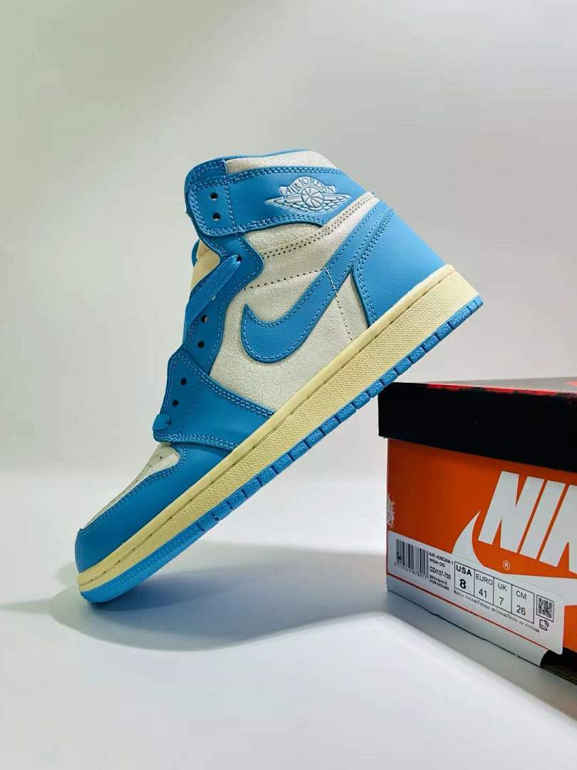 Nike Air Jordan 1 Retro High OG Washed Blue Sneakers DZ5485-100 - Light Blue Sail Cream White AJ1 High Shoes