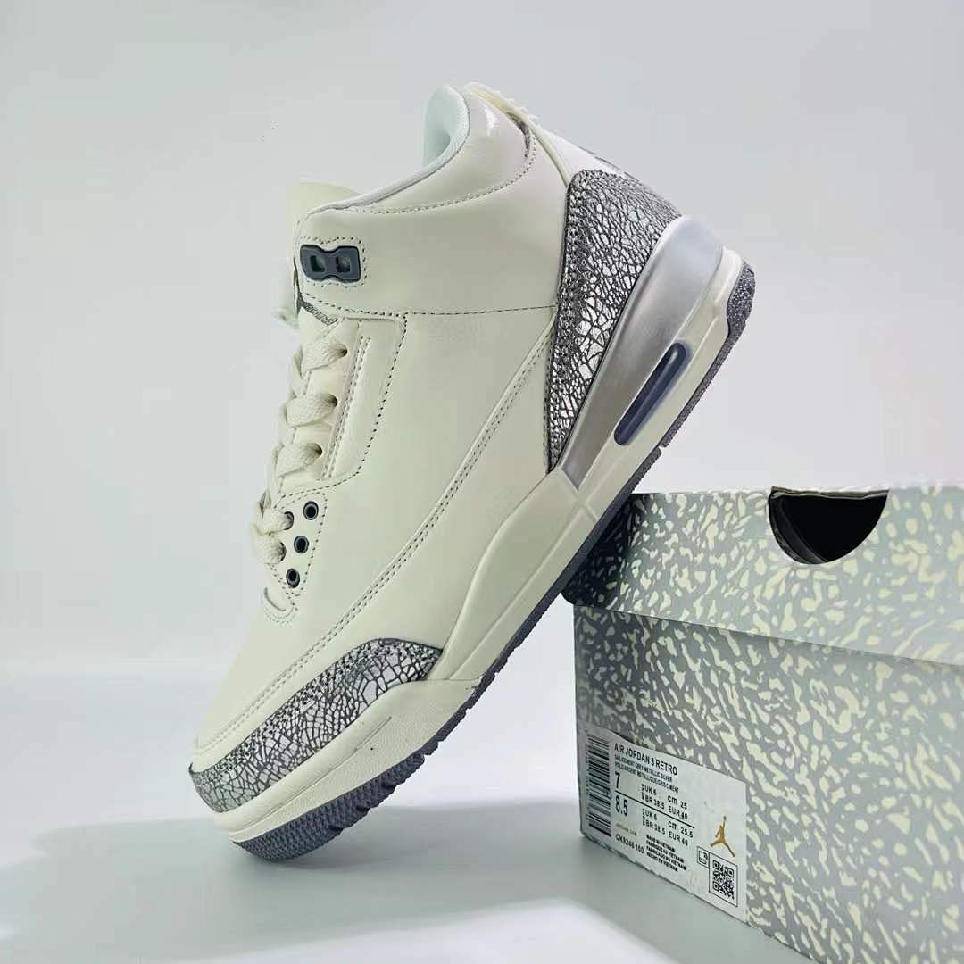 Nike Air Jordan 3 Retro Off-White Metallic Sail Chrome Sneakers DX6665-100