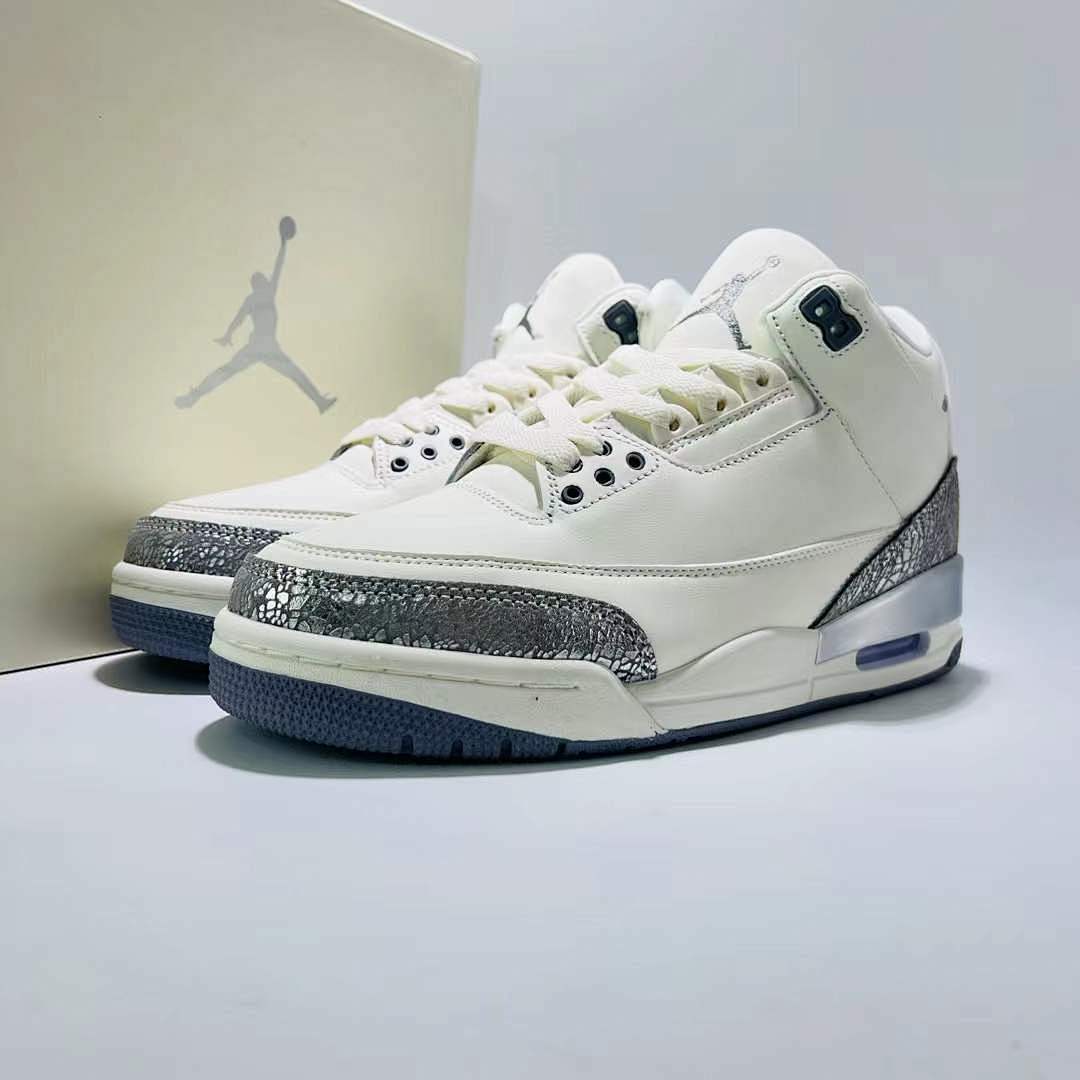 Nike Air Jordan 3 Retro Off-White Metallic Sail Chrome Sneakers DX6665-100