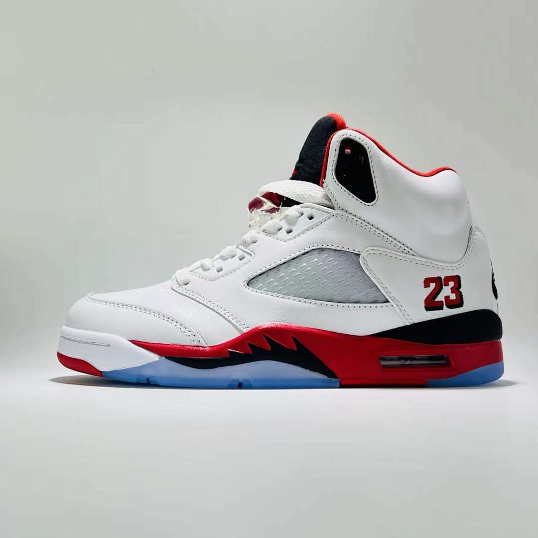 Nike Air Jordan 5 Retro Fire Red (2013) Men's Basketball Shoes White Black Red 136027-120