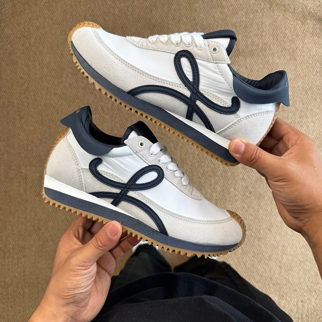 Loewe Flow Runner in nylon and suede White/Navy