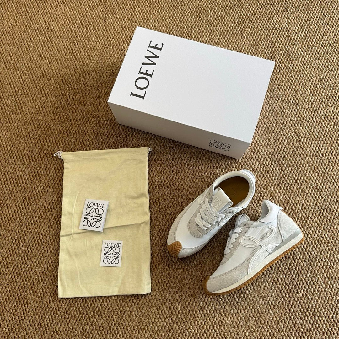 OAMC Lows Leather-Trimmed Suede and Shell Sneakers White Grey Gum