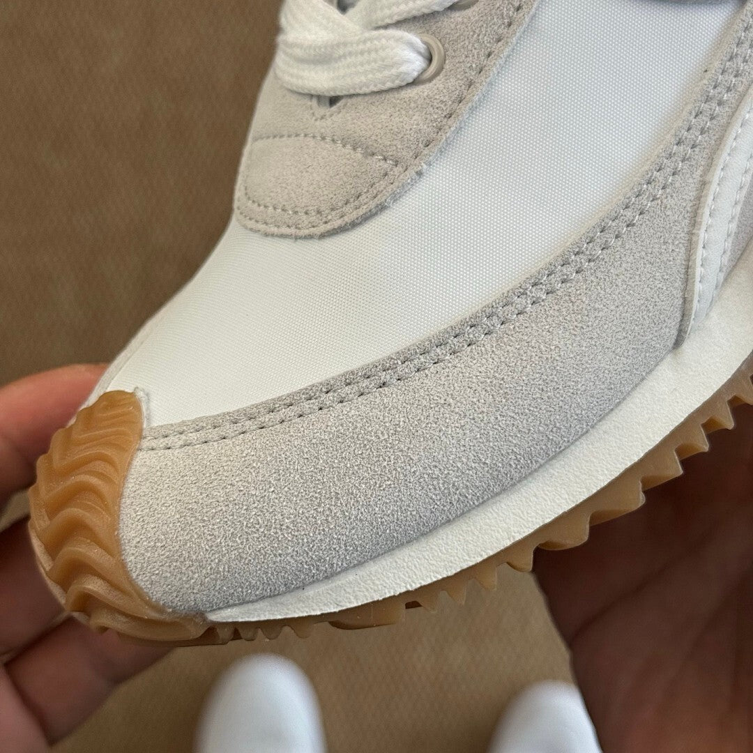 OAMC Lows Leather-Trimmed Suede and Shell Sneakers White Grey Gum