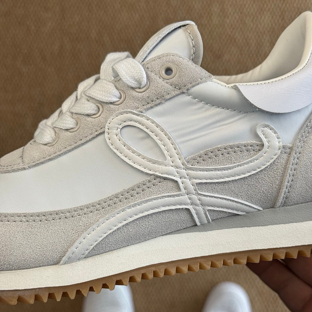 OAMC Lows Leather-Trimmed Suede and Shell Sneakers White Grey Gum