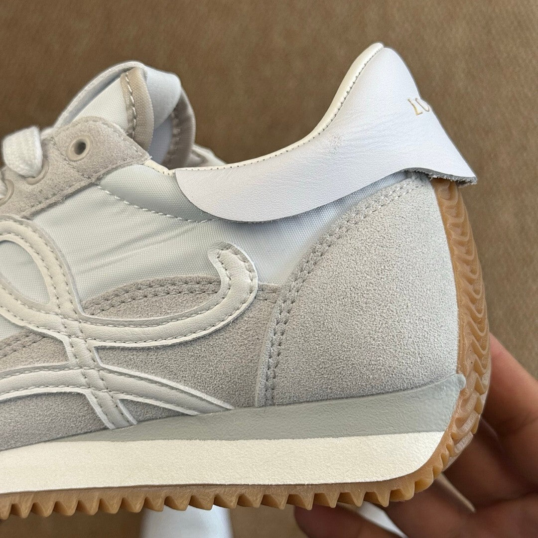 OAMC Lows Leather-Trimmed Suede and Shell Sneakers White Grey Gum