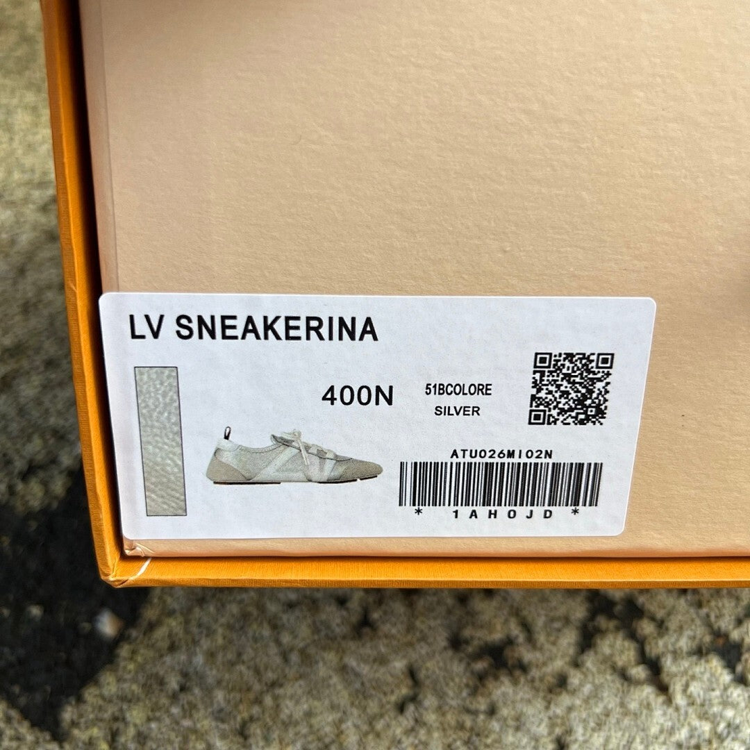 Louis Vuitton Wonderland Flat Sneaker White Silver Grey Suede