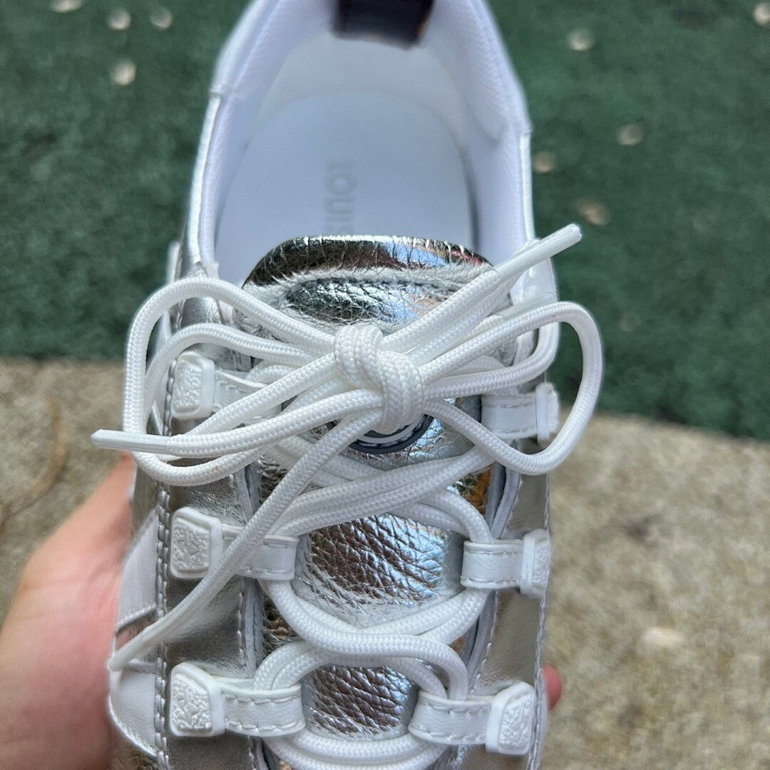 Louis Vuitton Wonderland Flat Sneaker White Silver Grey Suede