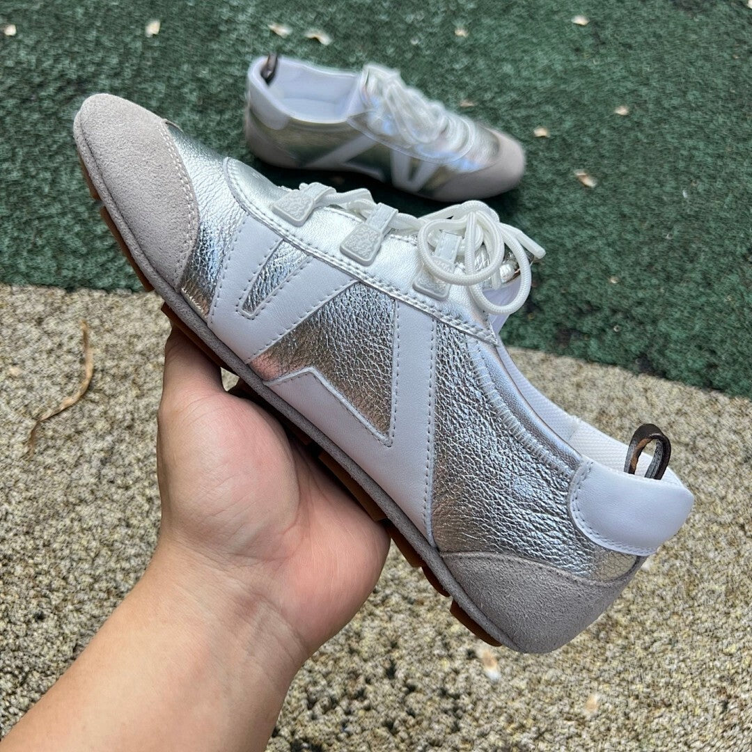 Louis Vuitton Wonderland Flat Sneaker White Silver Grey Suede